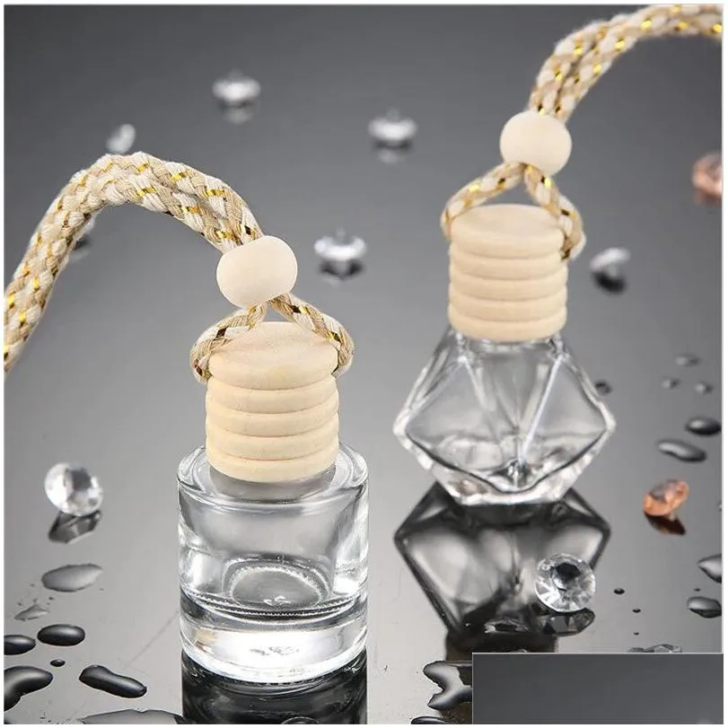wholesale car hanging perfume bottle pendant air freshener diffuser empty glass bottles for  oils ornaments