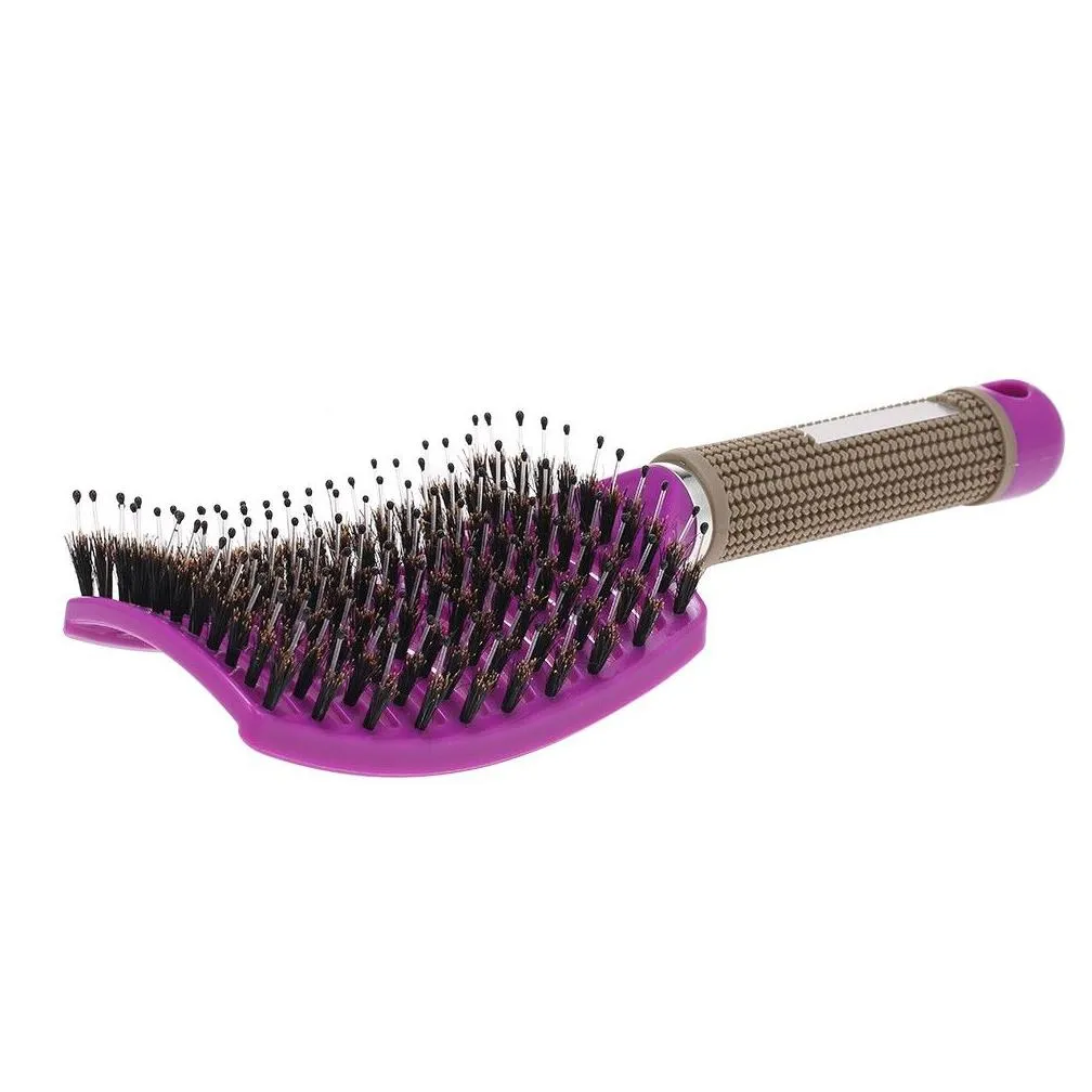 curved boar bristle hair brush massage comb detangling portable useful hairbrush for women straight hair curly hair styling smooth