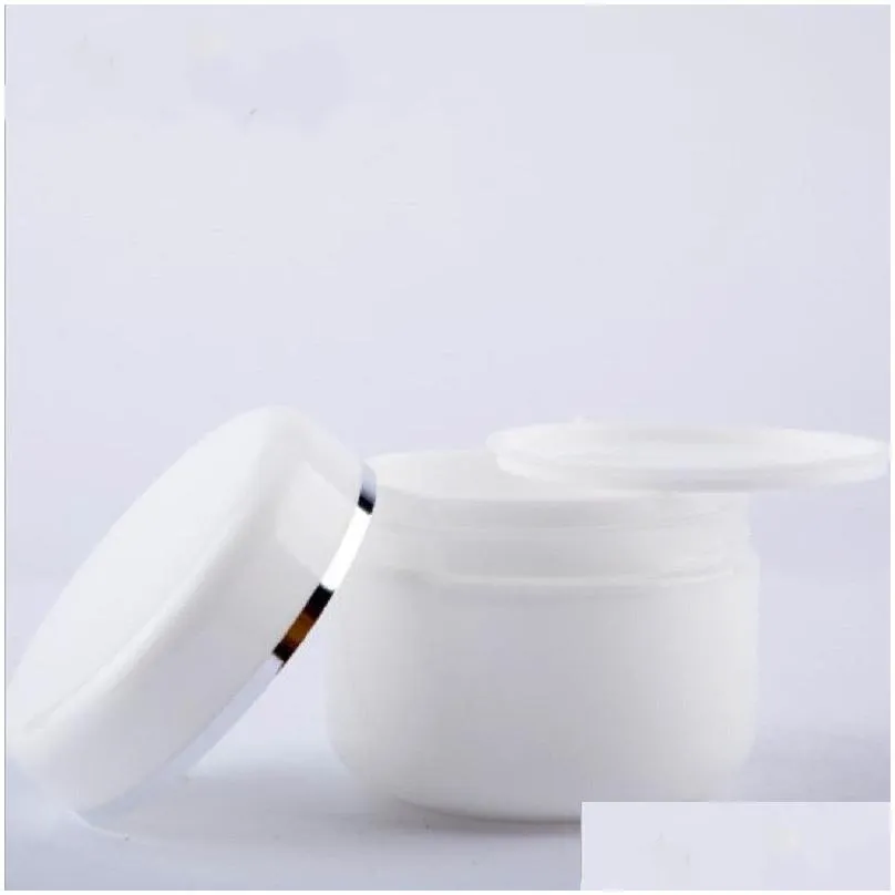 wholesale 20/30/50/100/150/200g white plastic bottle refillable container with lid empty cosmetic jars storage containers