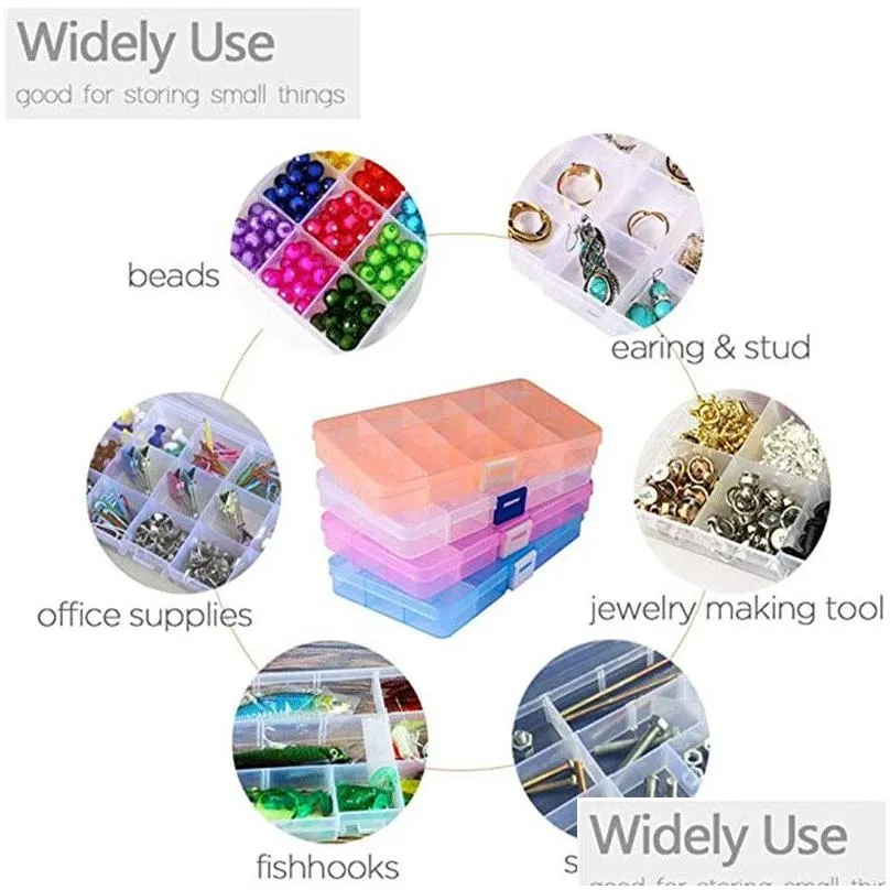 15 grids home storage box empty storage container box case for jewelry earring case holder organizer boxes