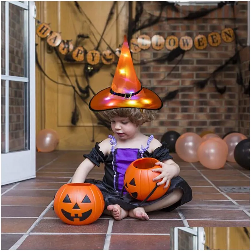 led lights flashing party hat glowing halloween witch hat children adults performance props halloween christmas hat party supplies