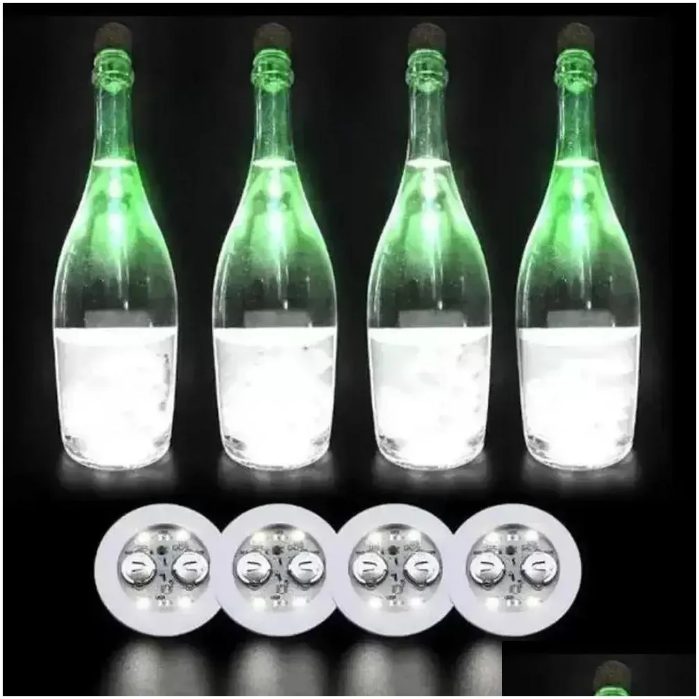  blinking glow led bottle sticker coaster lights flashing cup mat battery powered for christmas party wedding bar vase decoration