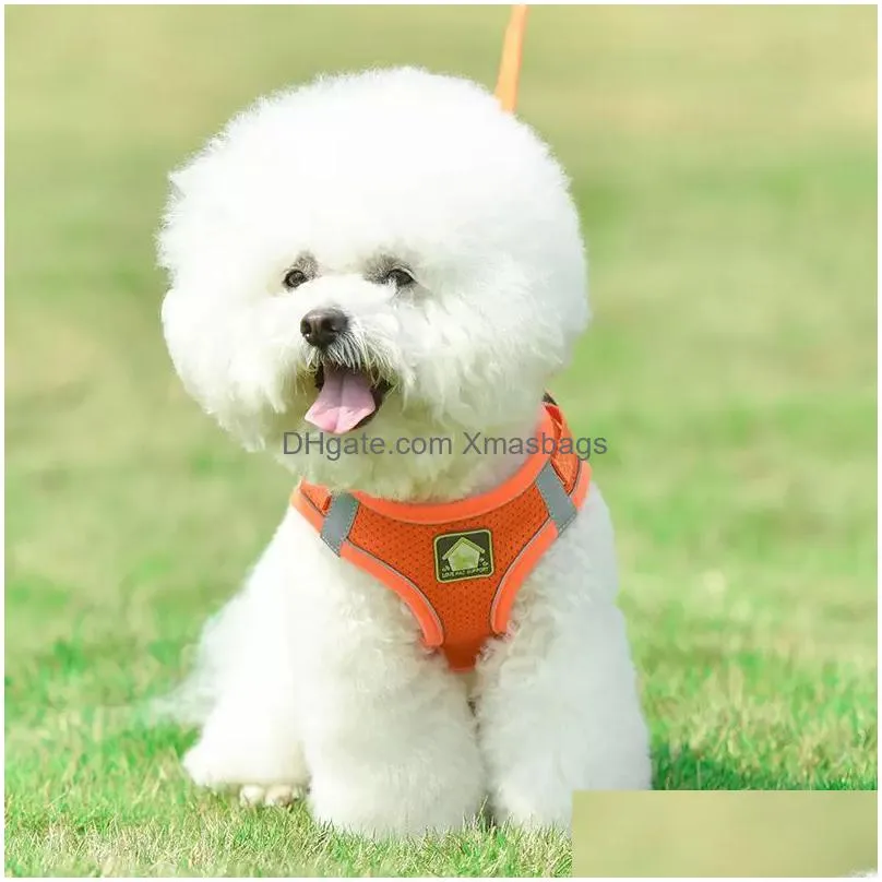 pets chest harness vest style dog leashes reflective and breathable dogs rope pet supplies 6 colors