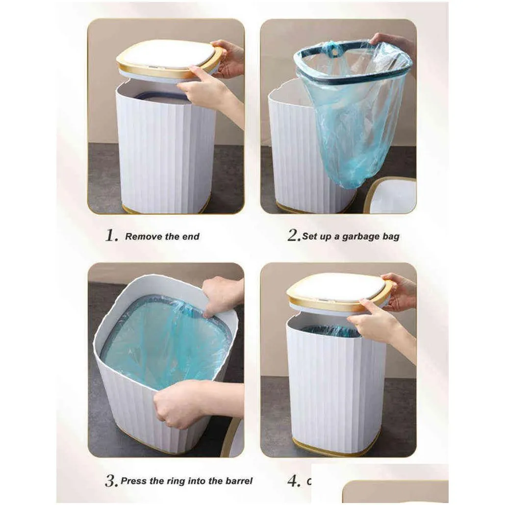 joybos automatic sensor dustbin intelligent trash can smart electric waste bin home rubbish for kitchen bathroom 211229