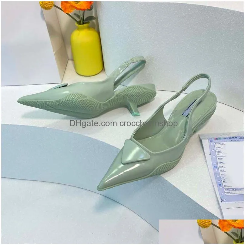 high quality sandals triangle sexy gauze rhinestone decorative calico ladies dress shoes luxury designer smooth leather heel