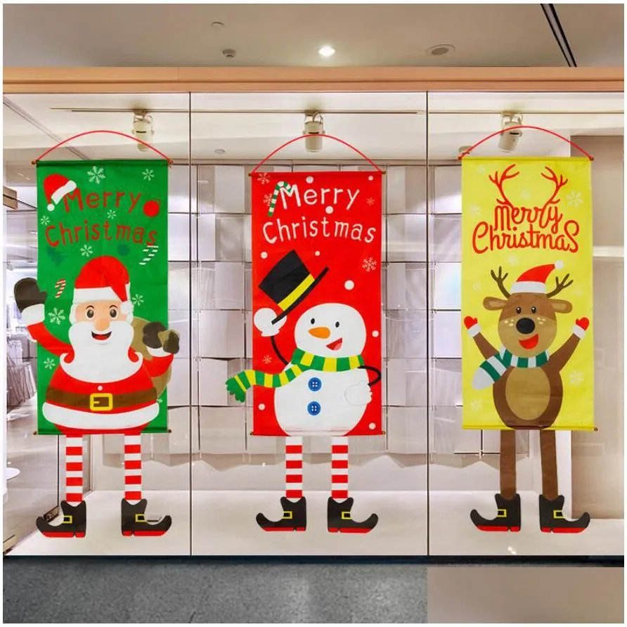 christmas porch door banner hanging merry christmas decorations for home 2020 ornaments garland year xmas hanging cloth gifts