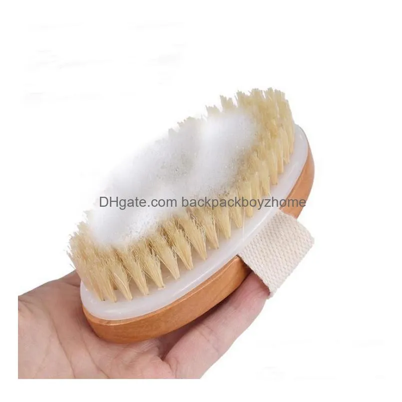 dhl bath brush dry skin body soft natural bristle spa the brush wooden bath shower bristle brush spa body brushs without handle