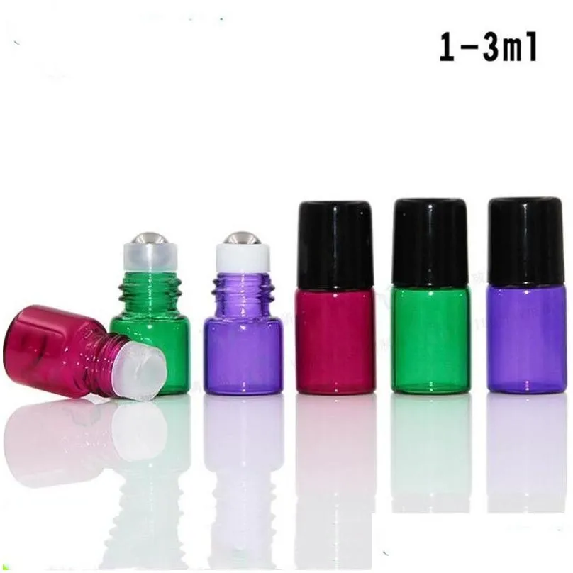 wholesale amber glass essential oil roller bottles with metal balls perfumes oils roll on bottles 1ml 2ml 3ml