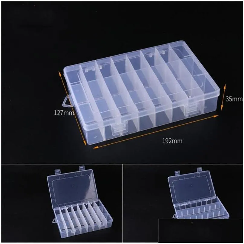 transparent plastic jewelry organizer box 10 15 24 36 slots storage containers beads ring earrings storage box