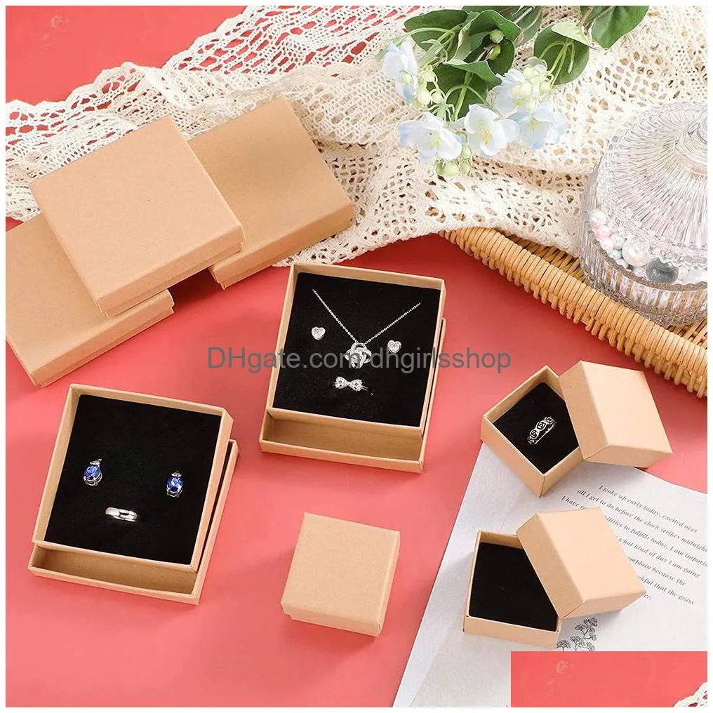 jewelry boxes 24pcs kraft jewelry box gift cardboard boxes for ring necklace earring womens jewelry gifts packaging with sponge inside