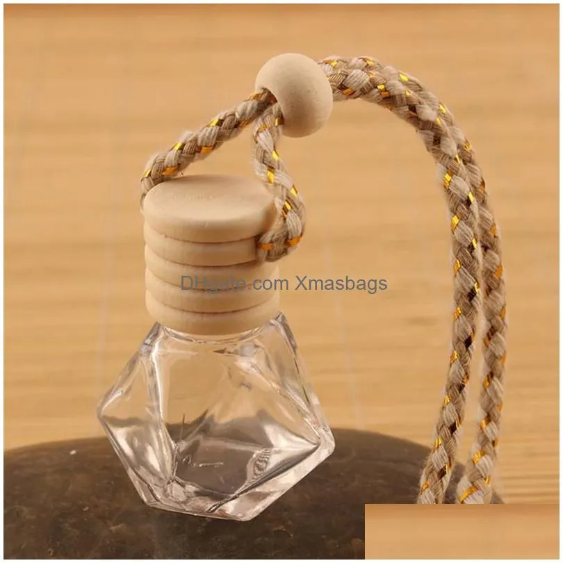 car hanging glass bottle empty perfume aromatherapy refillable diffuser air fresher fragrance pendant ornament