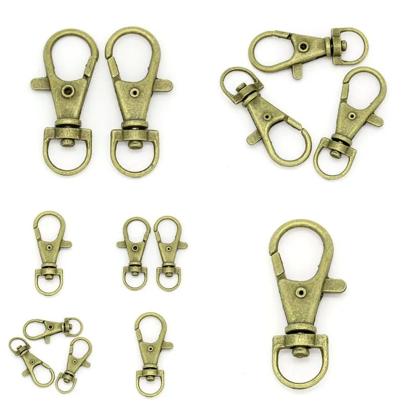 2021 100Pcs Bronze Plated Lobster Swivel Clasps For Key Ring Key Accessories 33x13mm