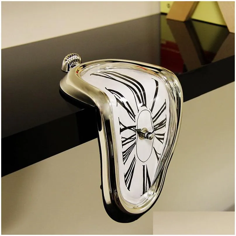 wall clocks novel surreal melting distorted surrealist salvador dali style watch decoration gift home garden 230105