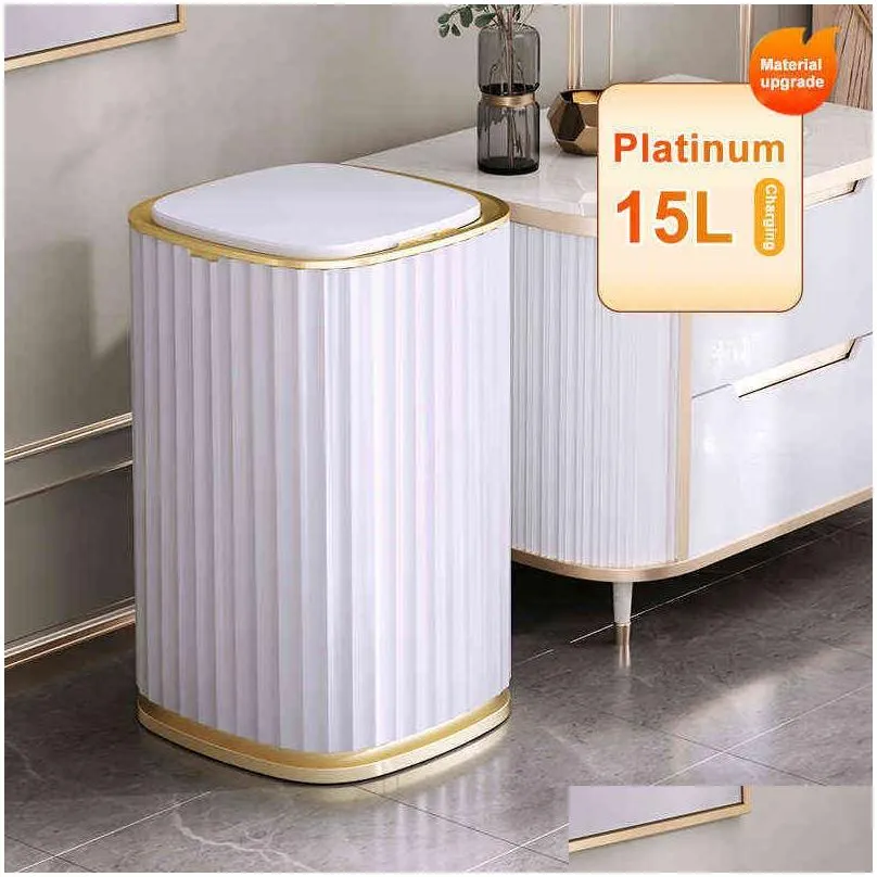 joybos automatic sensor dustbin intelligent trash can smart electric waste bin home rubbish for kitchen bathroom 211229