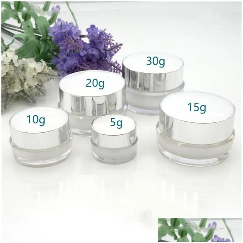 wholesale 5g 10g 20g 30g acrylic cosmetic cream jar bottle face cream pot lotion bottle sample container