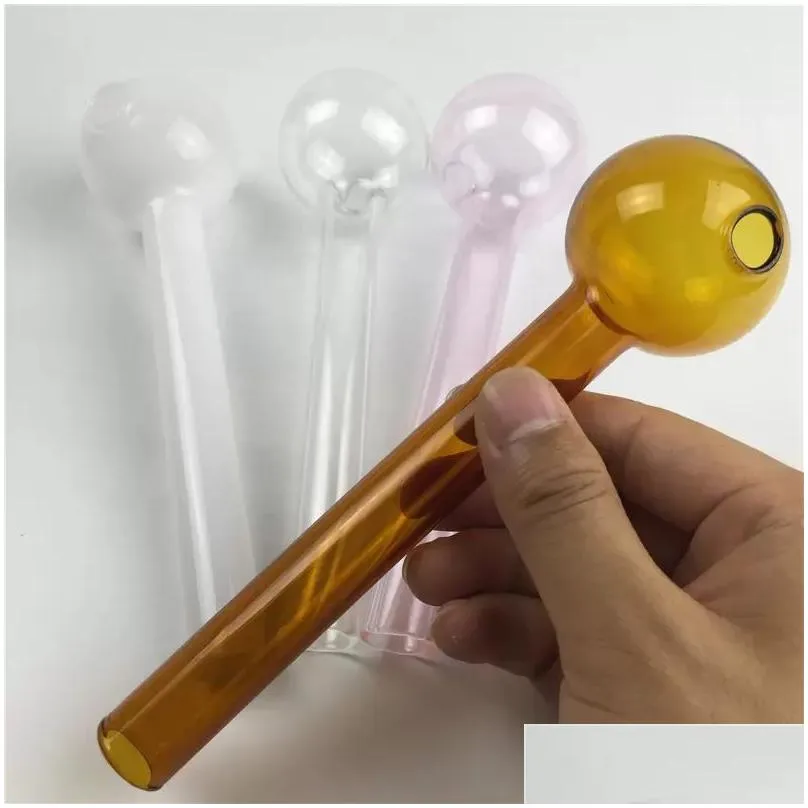 wholesale glass oil burner pipe with white pink brown clear colorful big oil burner bubbler thick glass tube