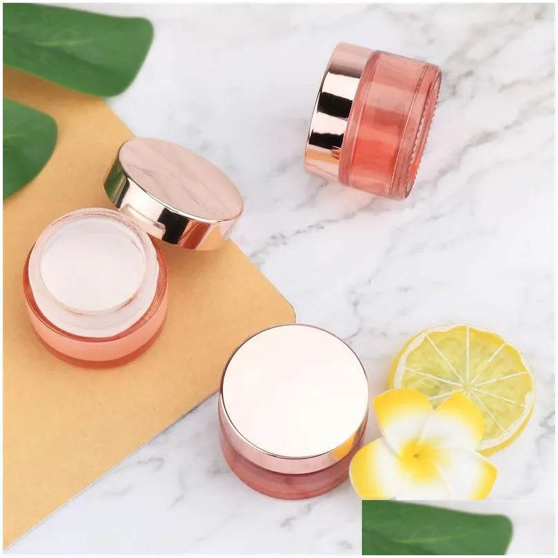 wholesale pink glass face cream jar pot empty thick glass bottle cosmetic cream jar container with rose gold lid and inner liners 5g 10g 15g 20g 30g 50g 60g