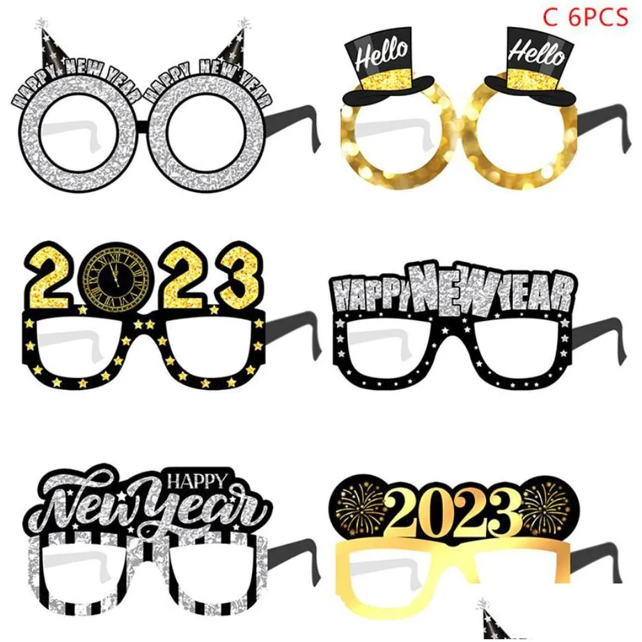 happy year 2023 party decoration eyeglasses paper glasses frame p o booth props for years eve partys celebration