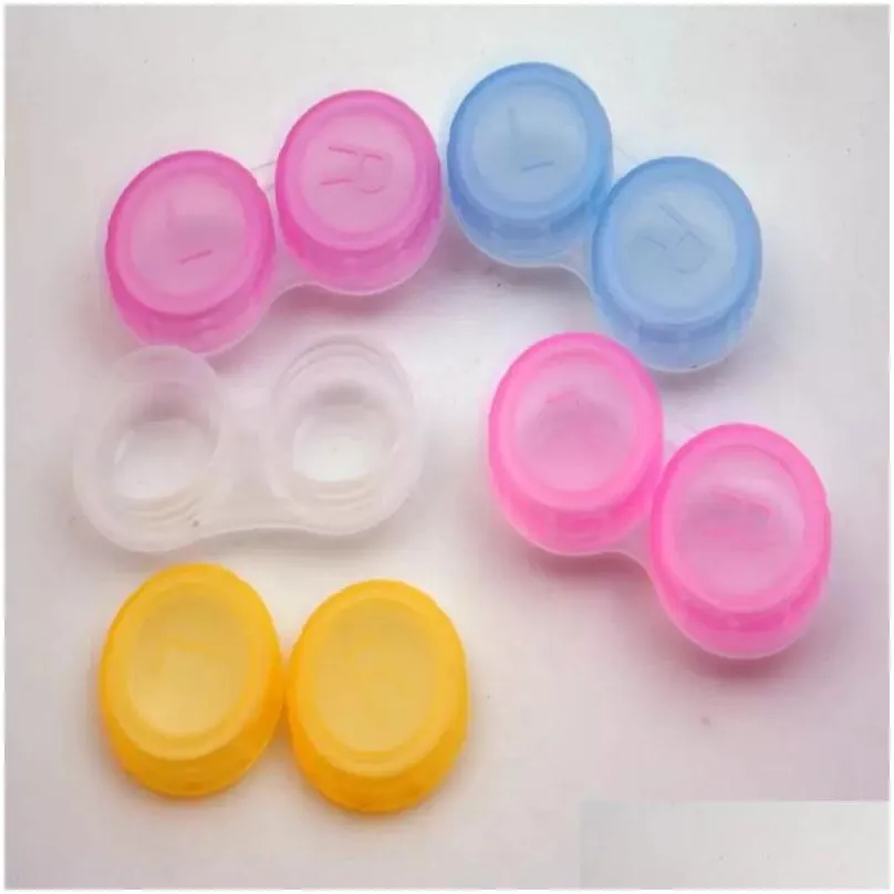 wholesale wholesale empty clear contact case many colors dual boxes double soaking storage box