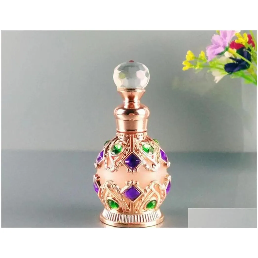 storage bottles 15ml dubai perfume bottle arabian style rhinestone empty refillable essence container home decor