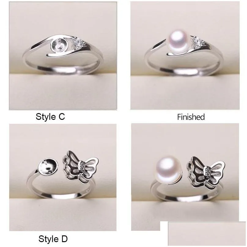 Pearl Ring Settings Electroplated platinum Rings for Women 20 Styles MIX DIY Rings Adjustable size Jewelry Christmas Gift Statement