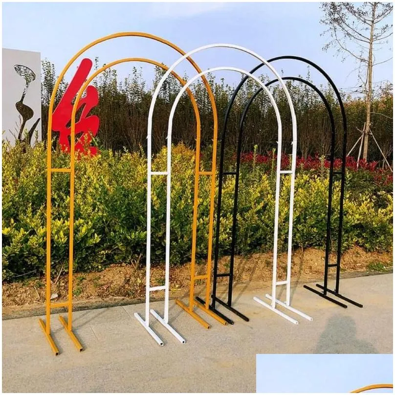 party decoration arch wedding backdrop stand bridal shower flower wrought iron background double poles curved outdoor d
