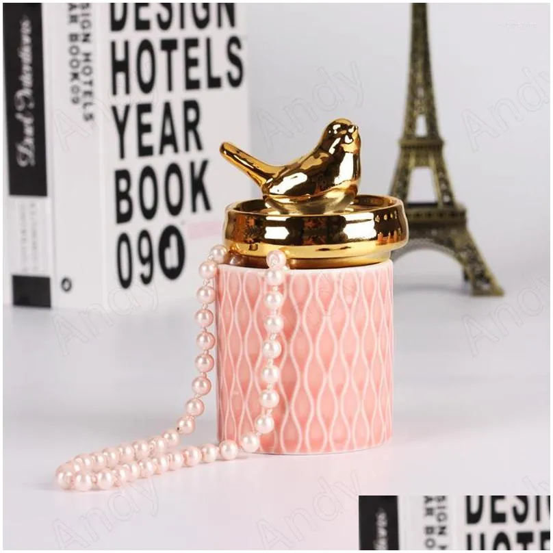 storage bottles european ceramic jar with lid gilded animal decor bedroom jewelry container modern wedding center desktop candy jars