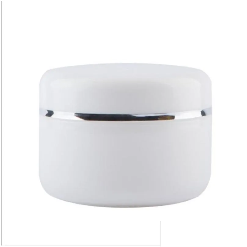 wholesale 20/30/50/100/150/200g white plastic bottle refillable container with lid empty cosmetic jars storage containers