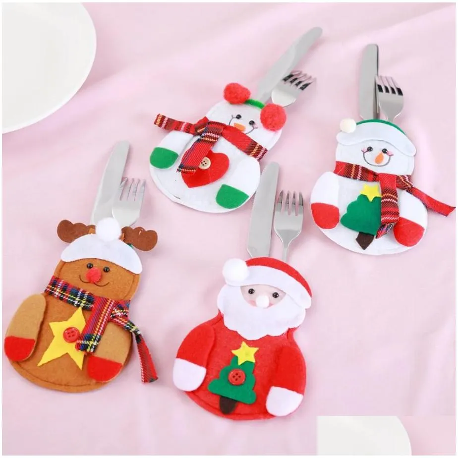 merry christmas knife fork cutlery bag set natal christmas decorations for home 2023 year eve xmas party decoration