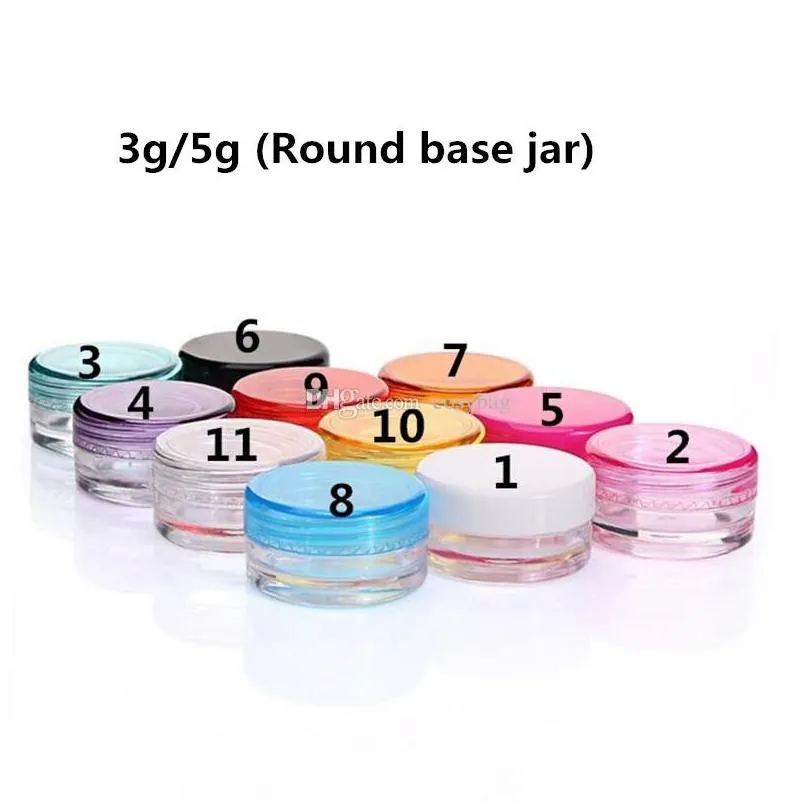 wholesale 3g 5g plastic containers jar box transparent bottle empty cosmetic cream jars 3ml 5ml container