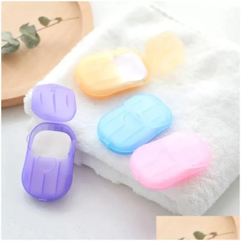 20pcsbox disposable anti dust mini travel soap paper washing hand bath cleaning portable boxed foaming soap paper