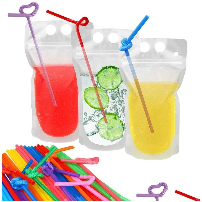 250ml 500ml party plastic water bags bottle disposable drink repeat closed tote self-standing juice liquid bag heart clear pouches for