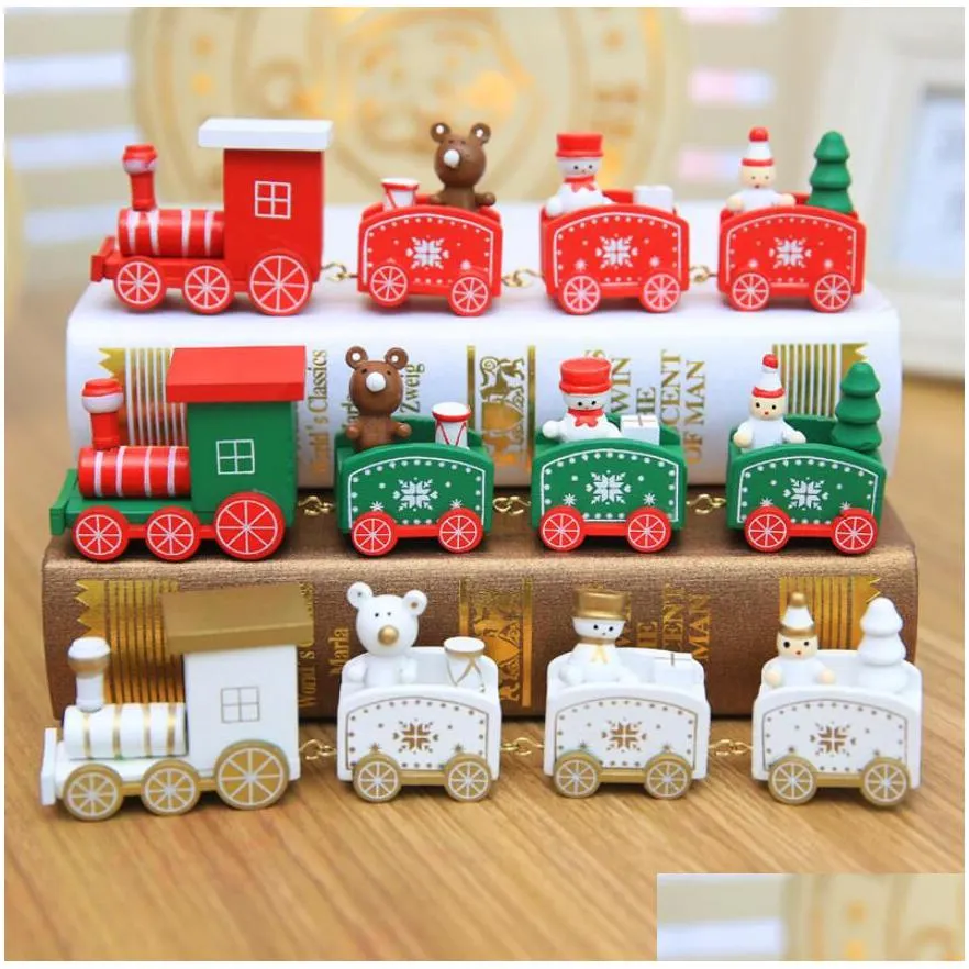 wooden christmas train ornament christmas decoration for home santa claus gift toys crafts table deco navidad xmas 2021 year