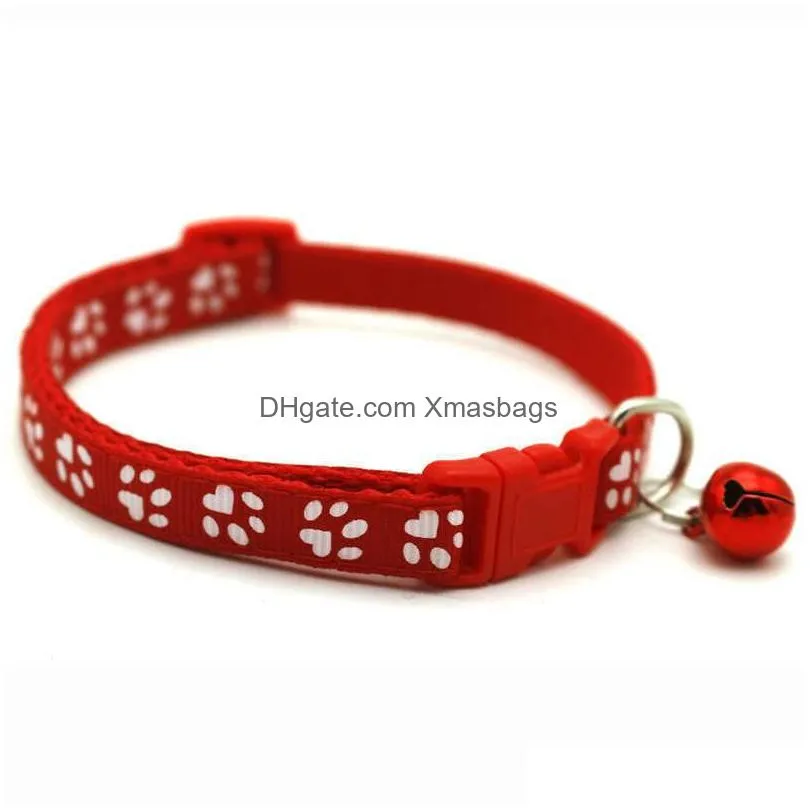 1.0 footprint collars pet dog collar cat single with bell easy to find leashes length 19-32cm