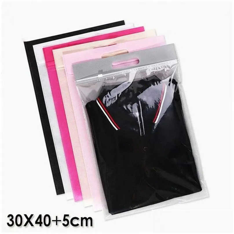 wholesale 30x40add5cm 6 colors hand held garment bag zipper bags for clothes protable self sealing packaging bag