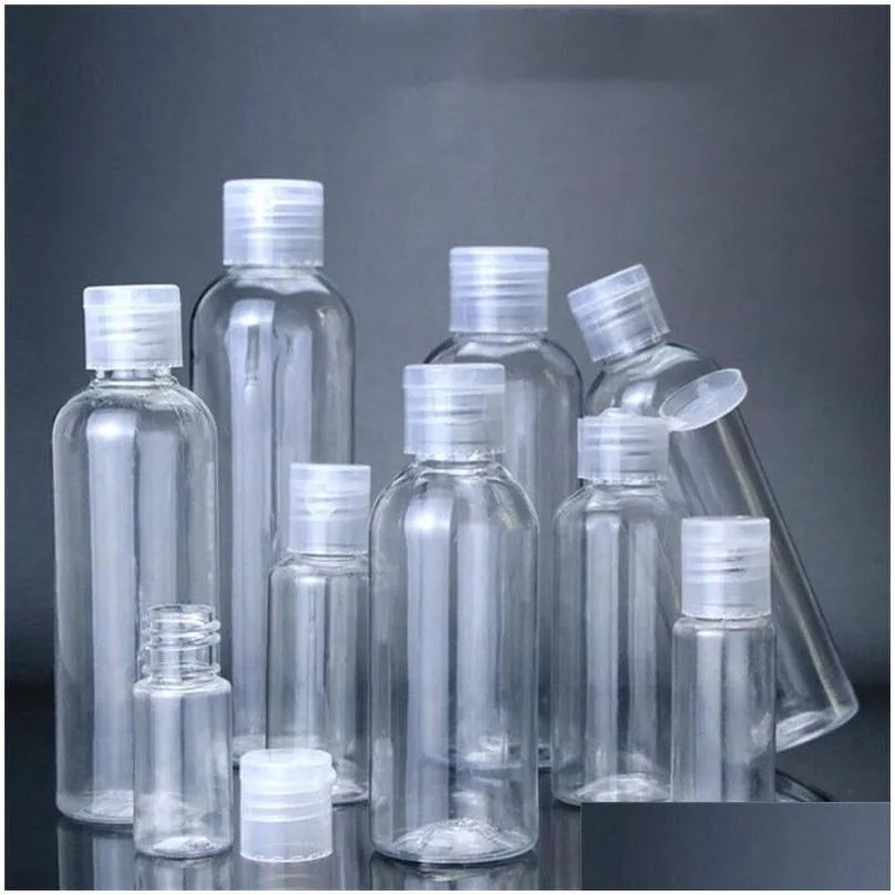 wholesale 5ml 10ml 20ml 30ml 50ml 60ml 80ml 100ml 120ml plastic pet transparent empty bottle travel lotion liquid bottles dispenser