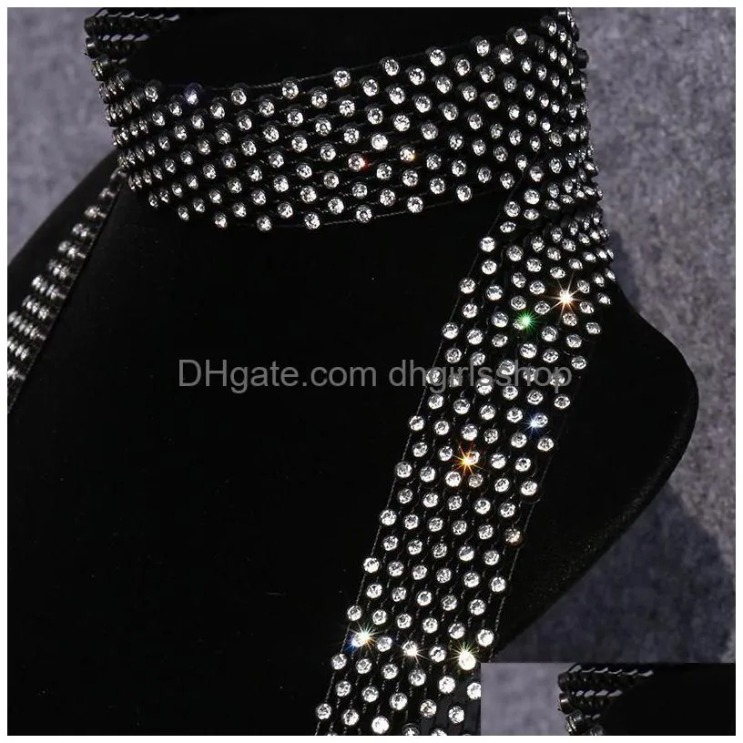 neck ties shiny rhinestones ties men women fashion sequins party night club bar simple style high quality accessories handmade ties