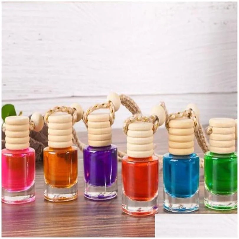 wholesale car hanging perfume bottle pendant fragrance empty glass bottles for  oils diffuser ornaments packing