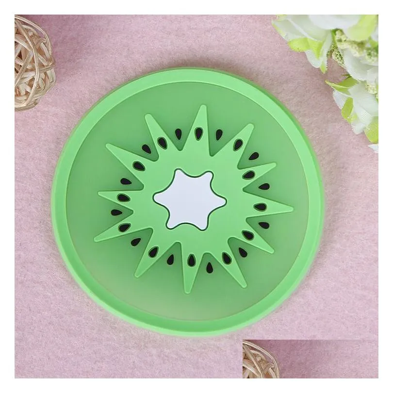 table mats kawaii cup fruit shape cartoon pattern silicone material non-slip bowl mat heat insulation drink rack placemat