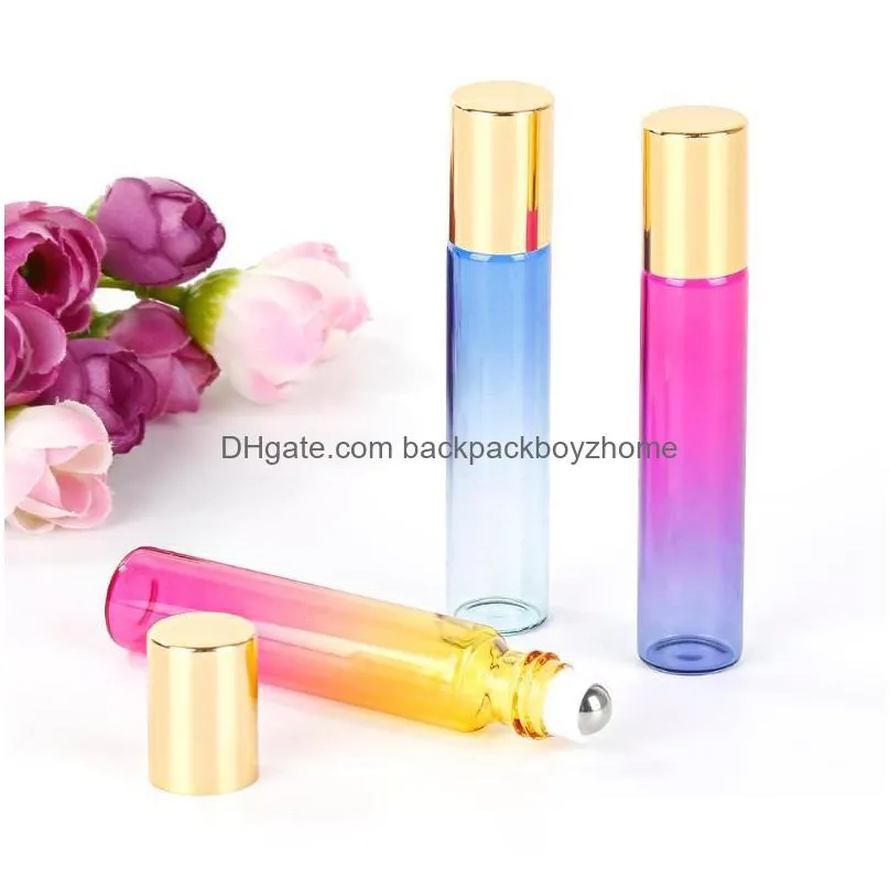 storage bottles & jars 2/5pcs 10ml roller ball bottle essential glass oil travel empty refillable liquid containers skin care tools