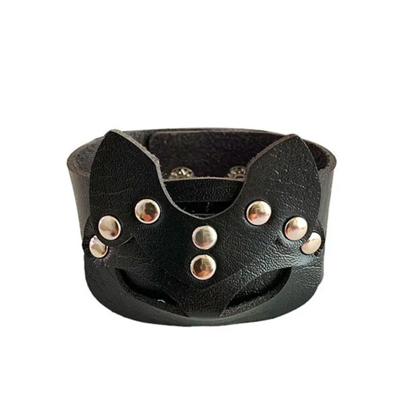 charm bracelets new leather studded cuspidal spikes rivet stud fox wide cuff pu leather punk gothic rock unisex bracelet men jewelry