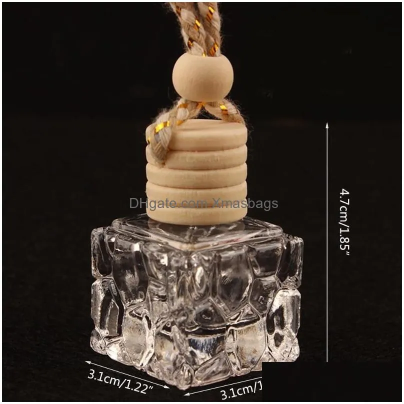 car hanging glass bottle empty perfume aromatherapy refillable diffuser air fresher fragrance pendant ornament