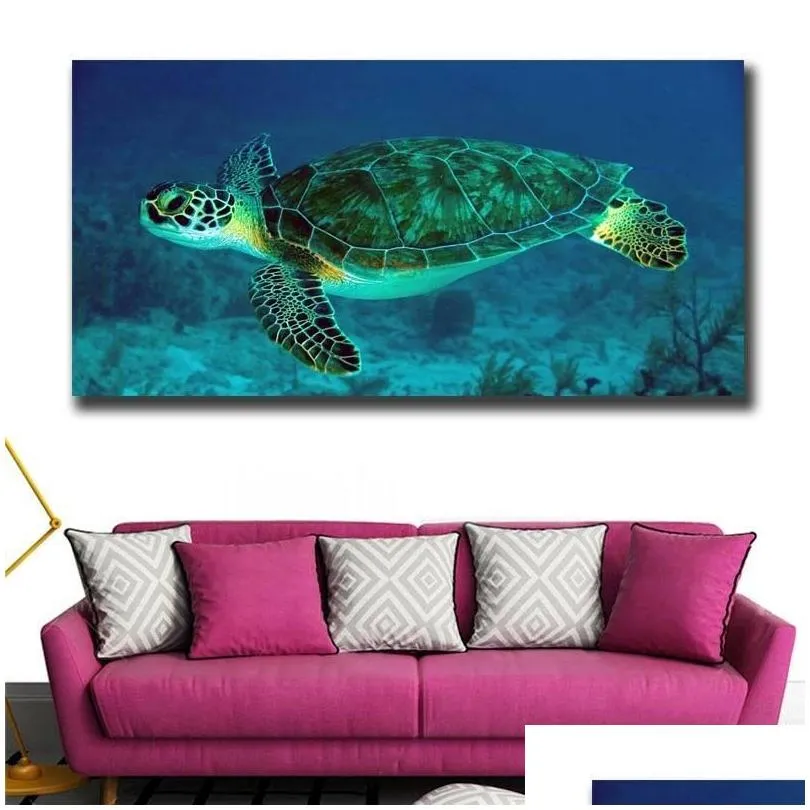 canvas wall art posters prints on canvas sea turtle view huge wall decowall pictures for living room no framed 136