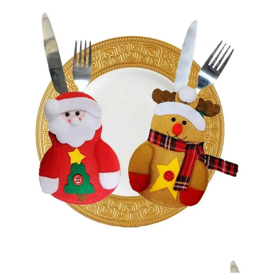 merry christmas knife fork cutlery bag set natal christmas decorations for home 2023 year eve xmas party decoration