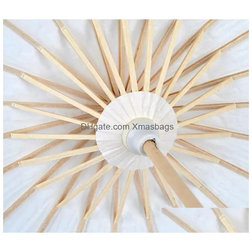 fans parasols wedding bride parasols white paper umbrella wooden handle japanese chinese craft 60cm diameter umbrellas