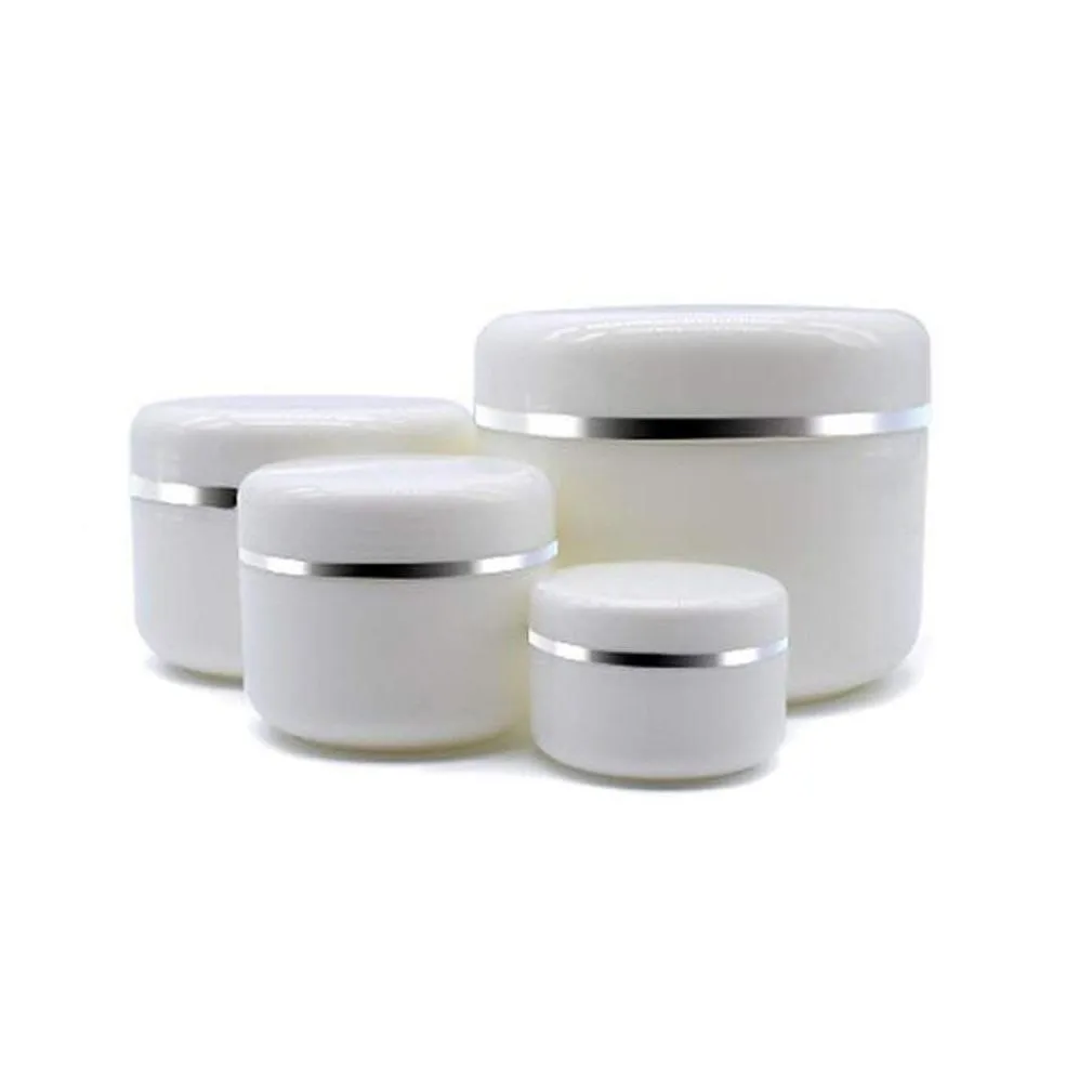 wholesale 20/30/50/100/150/200g white plastic bottle refillable container with lid empty cosmetic jars storage containers