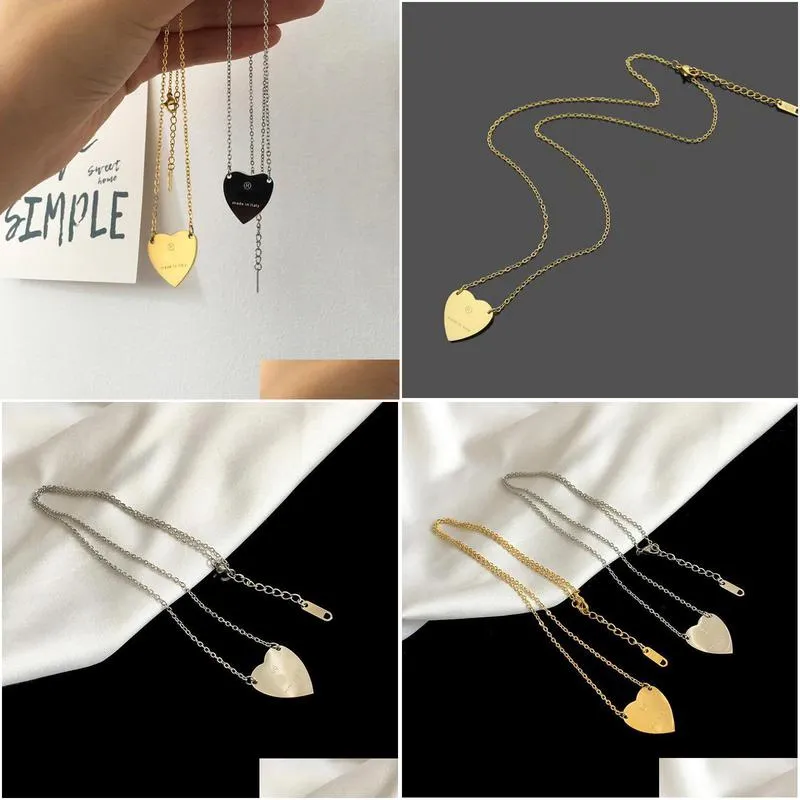 luxurious heart necklace woman stainless steel couple gold chain pendant jewelry on the neck gift for girlfriend accessories wholesale