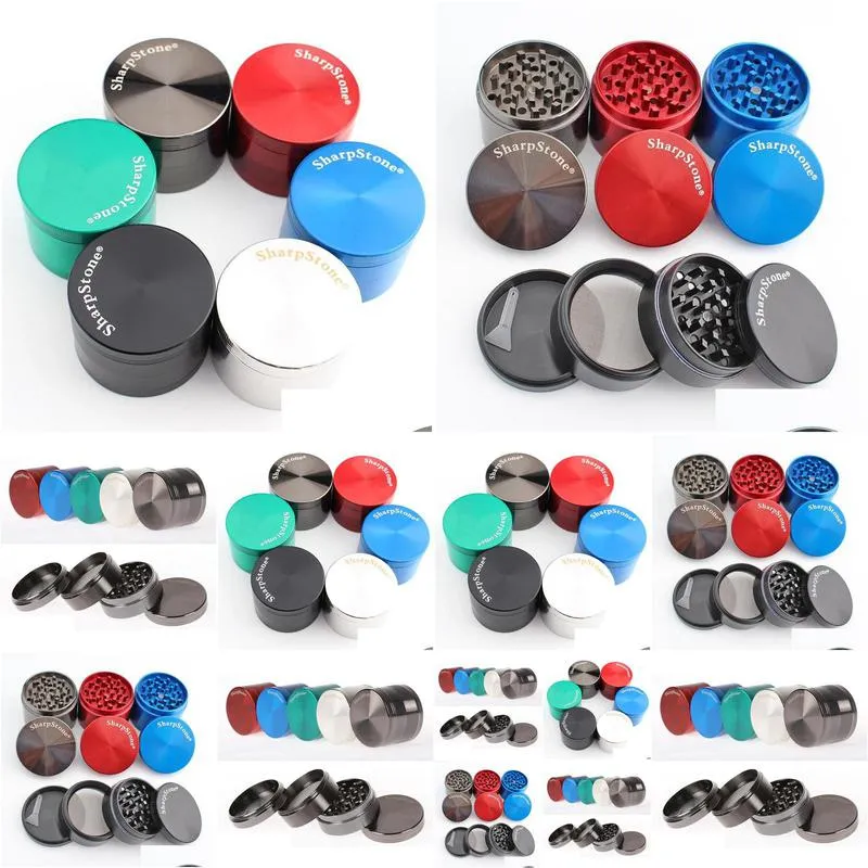 sharpstone 4 part zinc alloy herb grinder 40mm/50mm/55mm/63mm cnc spice cracker tobacco metal grinder for smoking