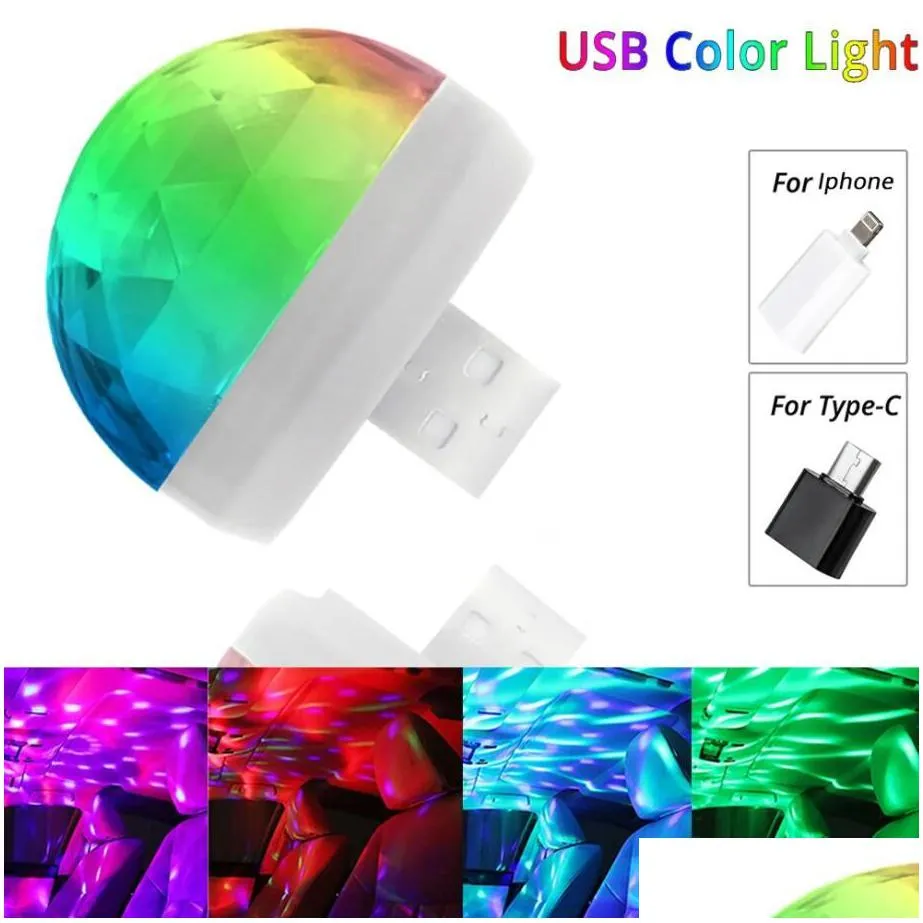 car auto usb dj rgb mini colorful music sound led usb-c holiday party karaoke atmosphere lamp welcome 5v ball laser light