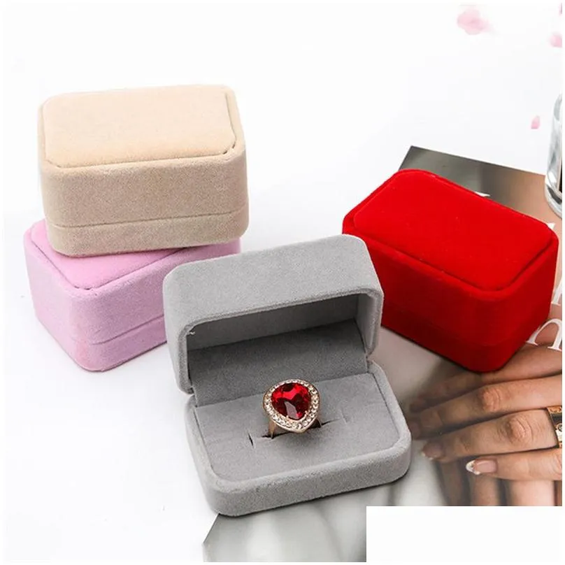 jewelry box velvet double ring case earring ring display boxes storage organizer holder gift package